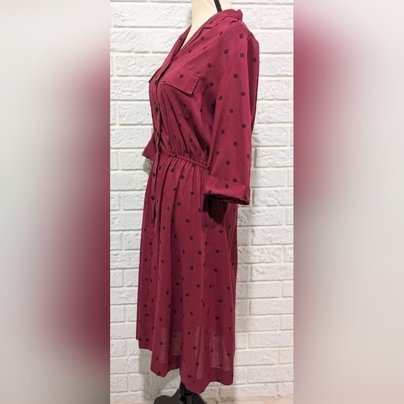 VINTAGE Shirtwaist Pin Up Day Dress Semi Sheer Rockabilly Button Up Collared S-L - Picture 2 of 15